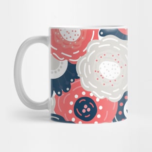 Blue Pink Pastel Color Flower Pattern Mug